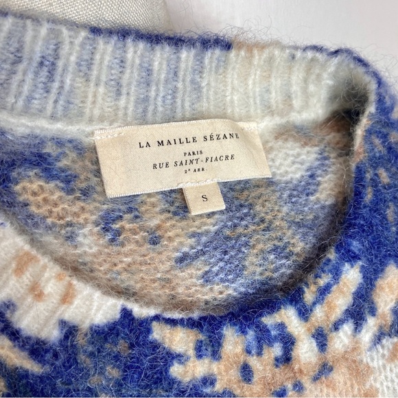 $140 Sézane Azalee Printed Mohair Crew Sweater - Picture 8 of 9